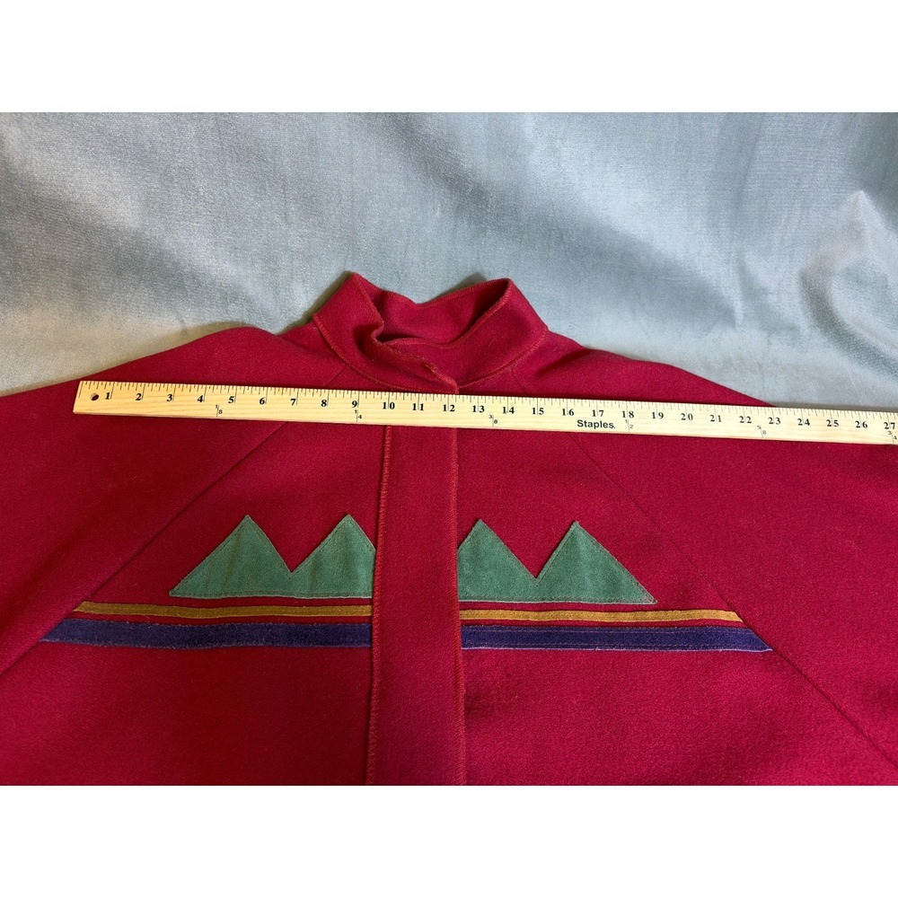 Osgood Smuk Womens Red Wool Blend Suede Tribal Design Face Art to Wear Jacket OS - Picture 5 of 16